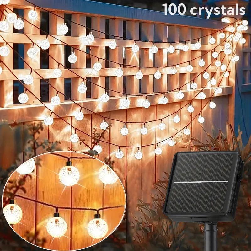 Solar Powered Crystal Ball Fairy Lights - Waterproof Outdoor Garden Decor