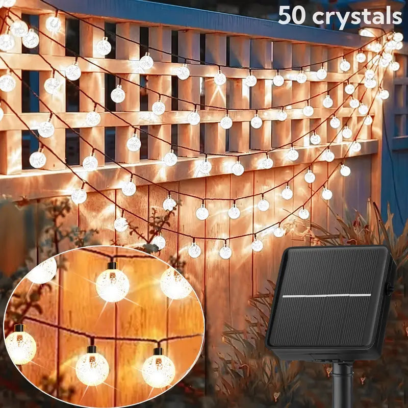 Solar Powered Crystal Ball Fairy Lights - Waterproof Outdoor Garden Decor