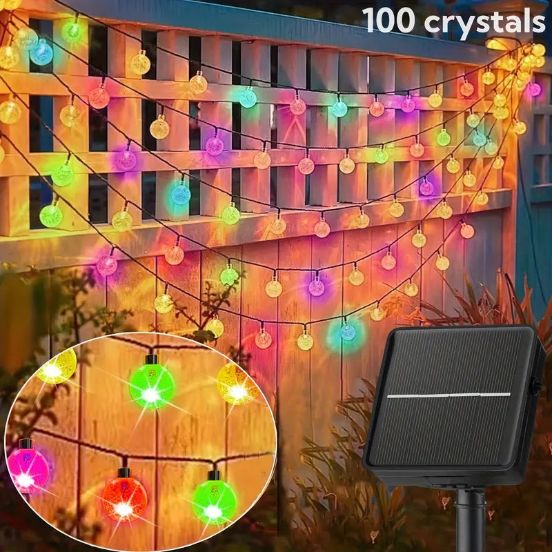 Solar Powered Crystal Ball Fairy Lights - Waterproof Outdoor Garden Decor