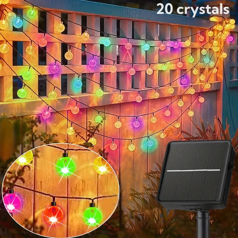 Solar Powered Crystal Ball Fairy Lights - Waterproof Outdoor Garden Decor