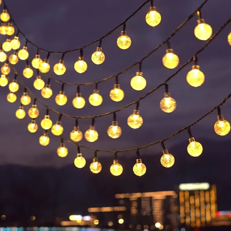 Solar Powered Crystal Ball Fairy Lights - Waterproof Outdoor Garden Decor
