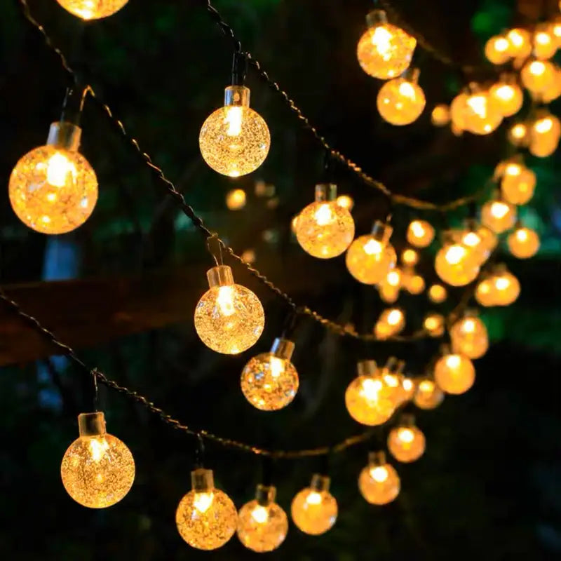 Solar Powered Crystal Ball Fairy Lights - Waterproof Outdoor Garden Decor
