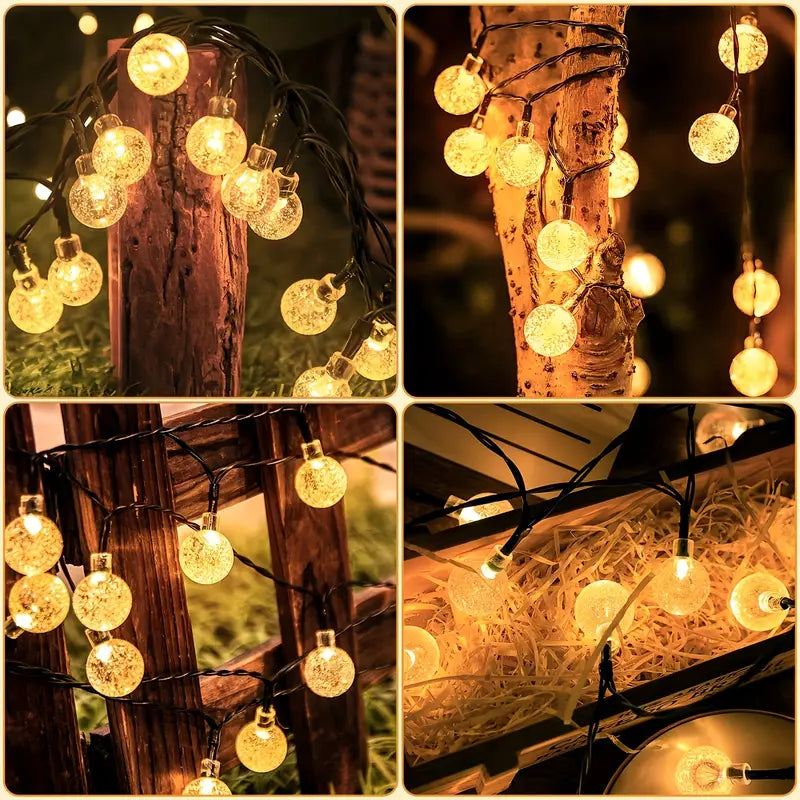 Solar Powered Crystal Ball Fairy Lights - Waterproof Outdoor Garden Decor