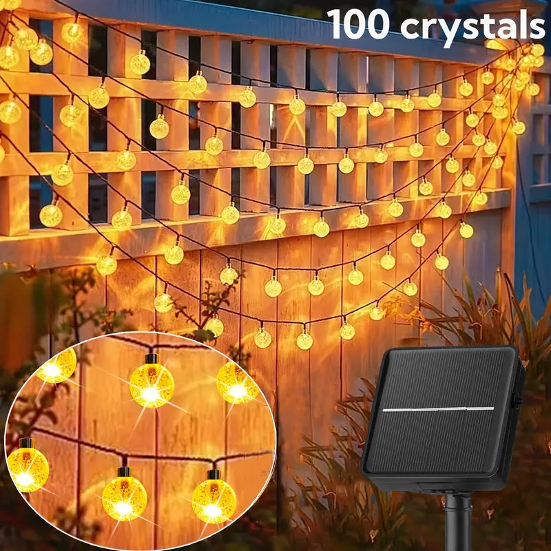 Solar Powered Crystal Ball Fairy Lights - Waterproof Outdoor Garden Decor