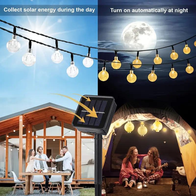 Solar Powered Crystal Ball Fairy Lights - Waterproof Outdoor Garden Decor