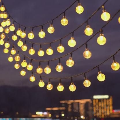 Solar Powered Crystal Ball Fairy Lights - Waterproof Outdoor Garden Decor